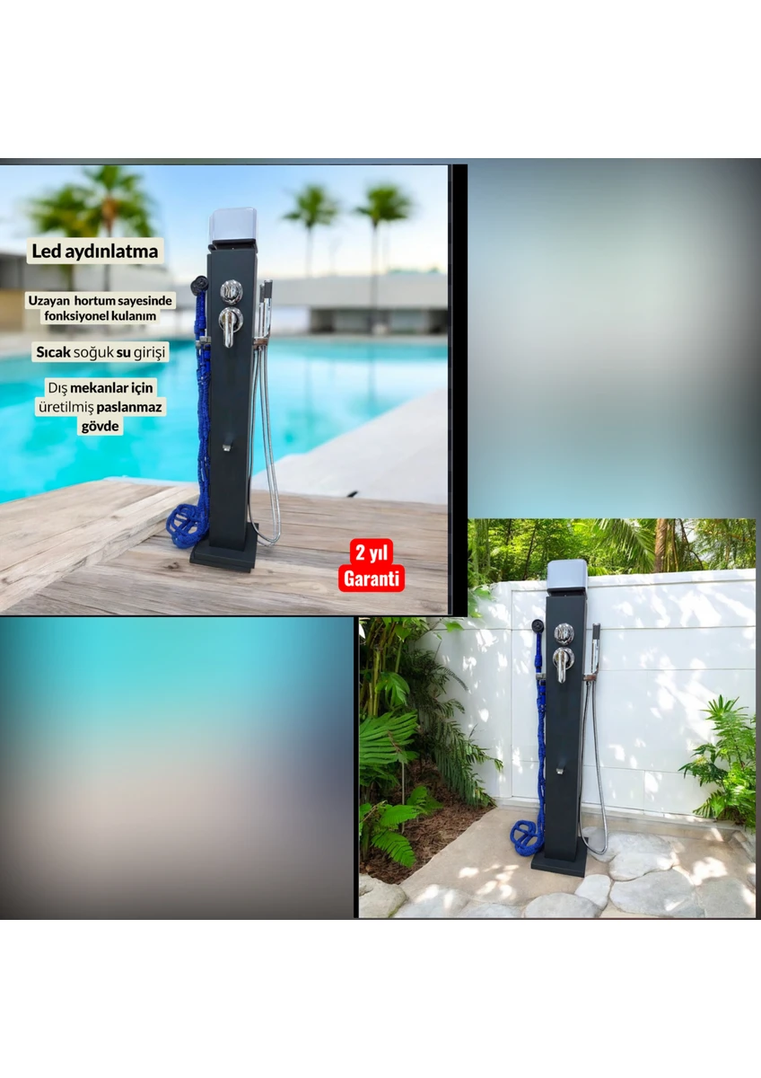 Paslanmaz LED Işıklı Bahçe ve Havuz Duş Sistemi